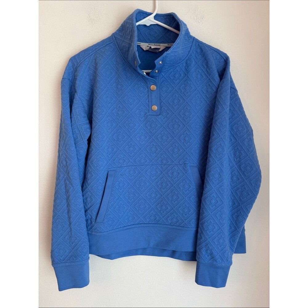 Tommy Bahama everyday active blue quilted mock neck pullover sweatshirt medium